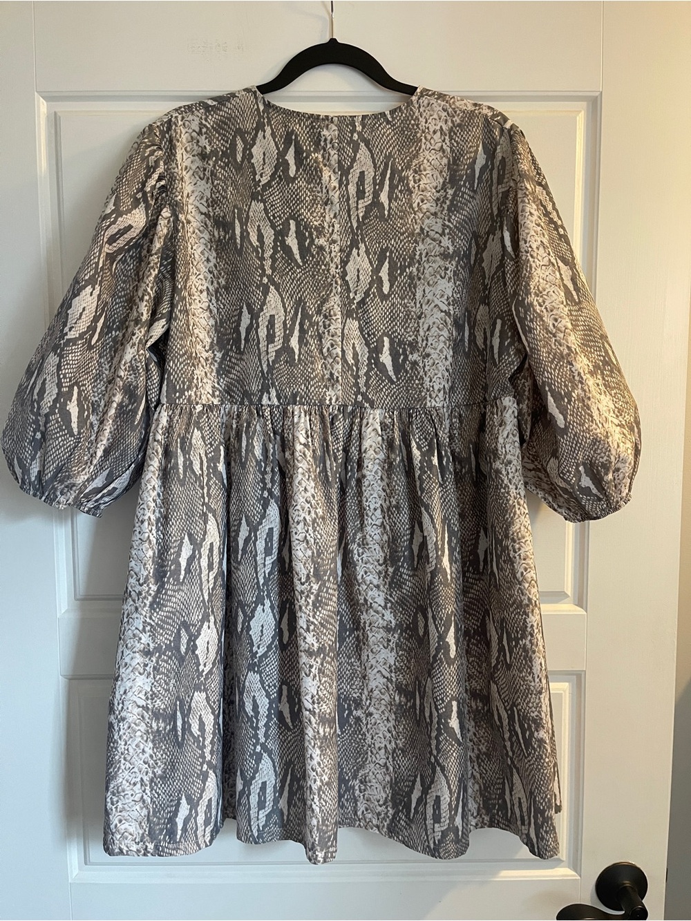 ASOS Snake Print Babydoll Dress with Black Ties - Picture 2 of 8